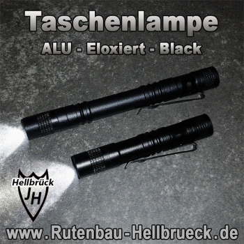 Taschenlampe - ALU eloxiert - Länge: 135 mm + 90 mm